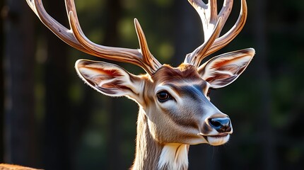 A deer against a dark forest background