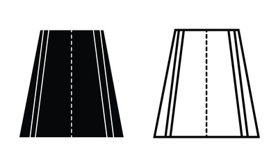 Airport runway line icon for web, Silhouette of road, runway, airport vector symbol design for app, logo, UI, UX. Vector illustration.