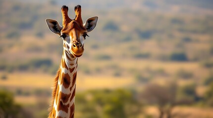 A tall giraffe in the savannah
