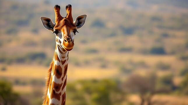 A tall giraffe in the savannah