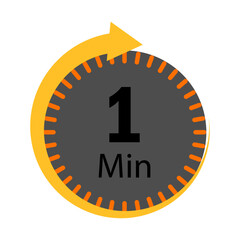 Circular timer icon with a yellow arrow indicating one-minute duration