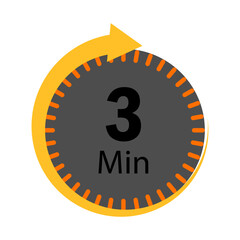 Circular timer icon with the number 3 and the word min