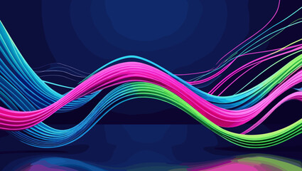 Colorful flowing waves in vibrant pink, blue, and green tones against a dark background for dynamic visuals