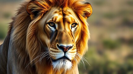 A majestic lion looking at an angle from the left