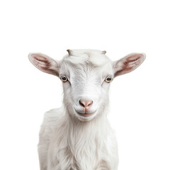 Fototapeta premium Frontal view of a goat, Close-up frontal view of a goat, isolated on transparent background