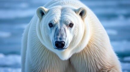 A polar bear looking front