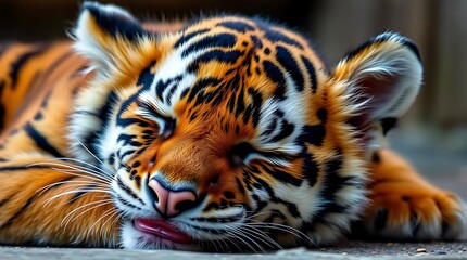 A tiger taking a nap