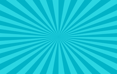 Background for cartoon comics. A bright blue comic book poster with radial lines. Vector EPS 10.