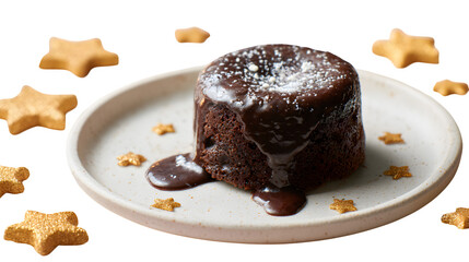 Molten Chocolate Lava Cake, isolated on transparent background