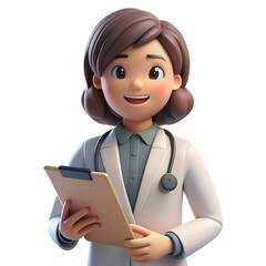 3d illustration character nurse ,cartoon of nurse docter