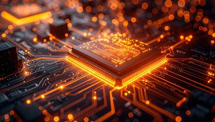 A glowing CPU on a circuit board (1)