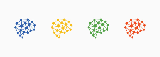 Neural Network Icon Set Color Multiple Style Collection