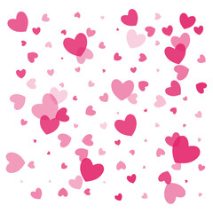 Seamless pattern of simple pink hearts on a white background. Festive background for Valentine's day. Design for wrapping paper or fabric. Vector EPS 10.
