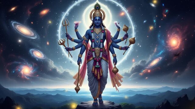 Celestial divinity: a vibrant journey through cosmic realms and hindu mythology essence