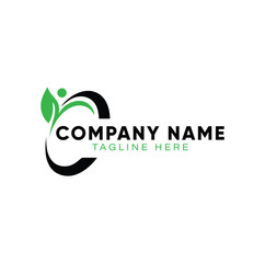 Modern logo design featuring a stylized person and leaf graphic.