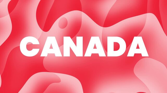 Bold white "CANADA" text centered over a dynamic abstract red gradient background representing the national colors of Canada. Perfect for themes related to national identity, travel, culture, or patri