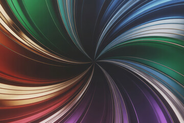 Swirling rainbow metallic ribbons abstract background