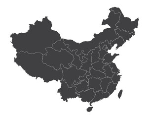 China Political Map Vector Set with Provinces