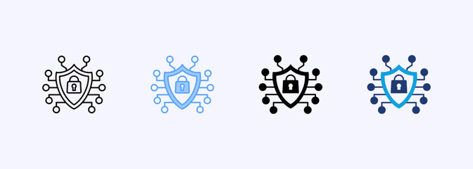 Cyber Security Icon Set Multiple Style Collection