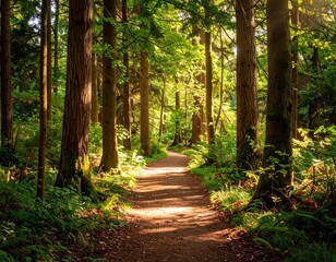 Naklejka premium Sunlit forest path (1)