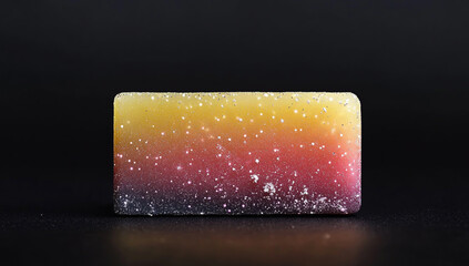 Gradient yellow-pink soap bar with shiny particle texture