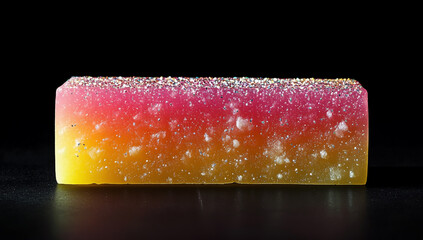 Gradient yellow-pink soap bar with shiny particle texture