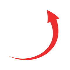Beautiful Red Arrow Icon. Vector Symbol for App, UI, Web Navigation, Business Growth or Download Concept.