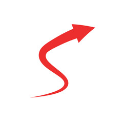 Beautiful Red Arrow Icon. Vector Symbol for App, UI, Web Navigation, Business Growth or Download Concept.