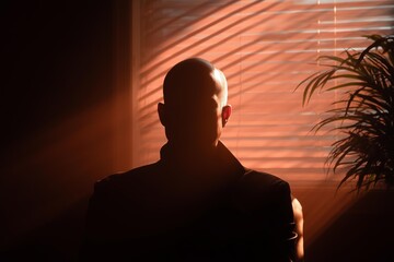 Anonymous tech whistleblower interviewed in a dark room with venetian blind shadows, creating a mysterious and dramatic investigative documentary atmosphere.