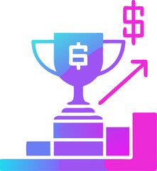 Flat gradient business success trophy icon