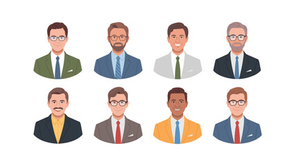 Diverse Business Professionals: Vector Portraits of Men in Suits, for Team or Corporate Representation