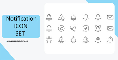 Versatile Notification Icon Set Clean Line Art for UI/UX Design