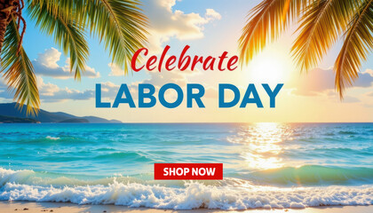 Celebrate labor day with special offers and sales in america happy independence holiday by the beach