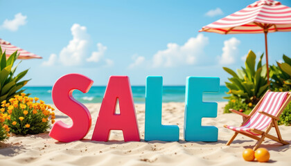 Celebrate labor day sale at the beach special offers on american independence holiday happy vibes bright environment