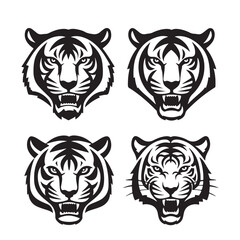 Tiger Head Silhouette Icon Bundle