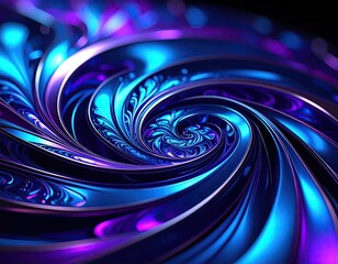 Abstract swirling design of vibrant blues and purples