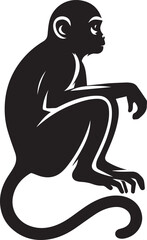 Black and White Monkey Silhouette Vector Set – Sitting, Walking, and Playing Poses