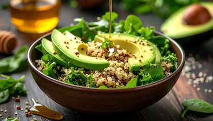 Healthy quinoa bowl with avocado