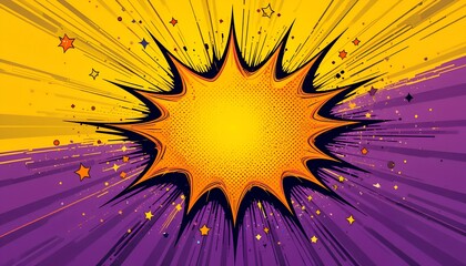 Dynamic Comic Book Explosion:  Vibrant Yellow and Purple Pop Art Background