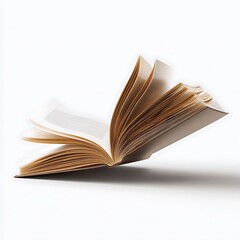 Open book with pages fanned out on white background