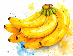 Watercolor bunch of bananas (1)