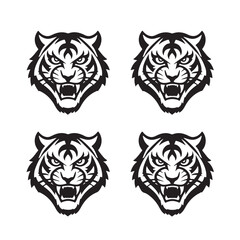 Tiger Head Silhouette Icon Bundle