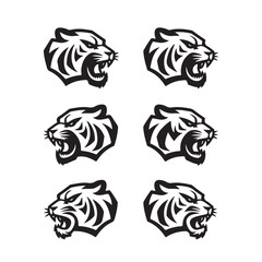 Tiger Head Silhouette Icon Bundle