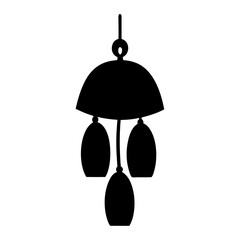 Silhouette Illustration of a Wind Chime with Domed Top and Pendants