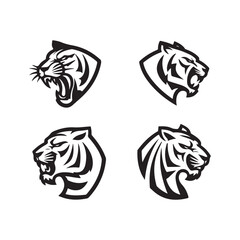 Tiger Head Silhouette Icon Bundle