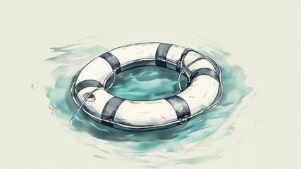 A flotation device drifting in the ocean or lake, suitable for use in emergency response or educational settings