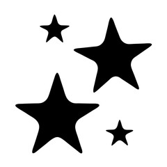 Obraz premium Black silhouette of various sizes of stars on a white background