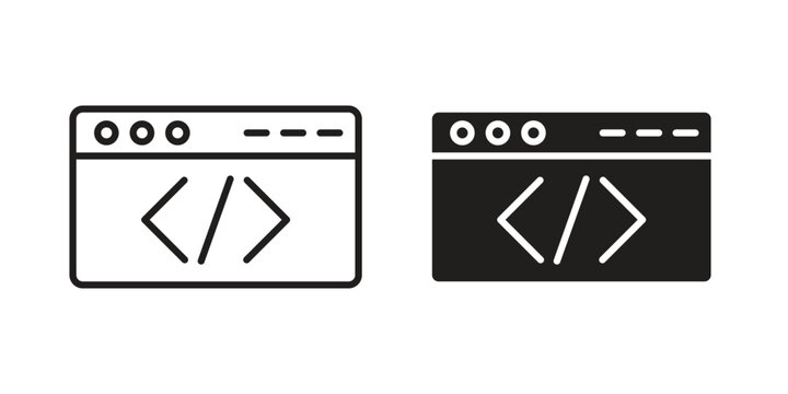Web Code icon vector illustration logo template in filled, outline