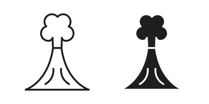 Volcano icon vector illustration logo template in filled, outline