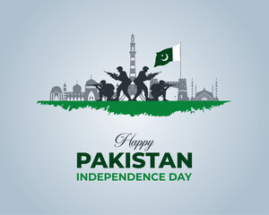 Happy Pakistan Independence Day. 14 August. Holiday concept. Template for background with banner, poster and card. Vector illustration.
